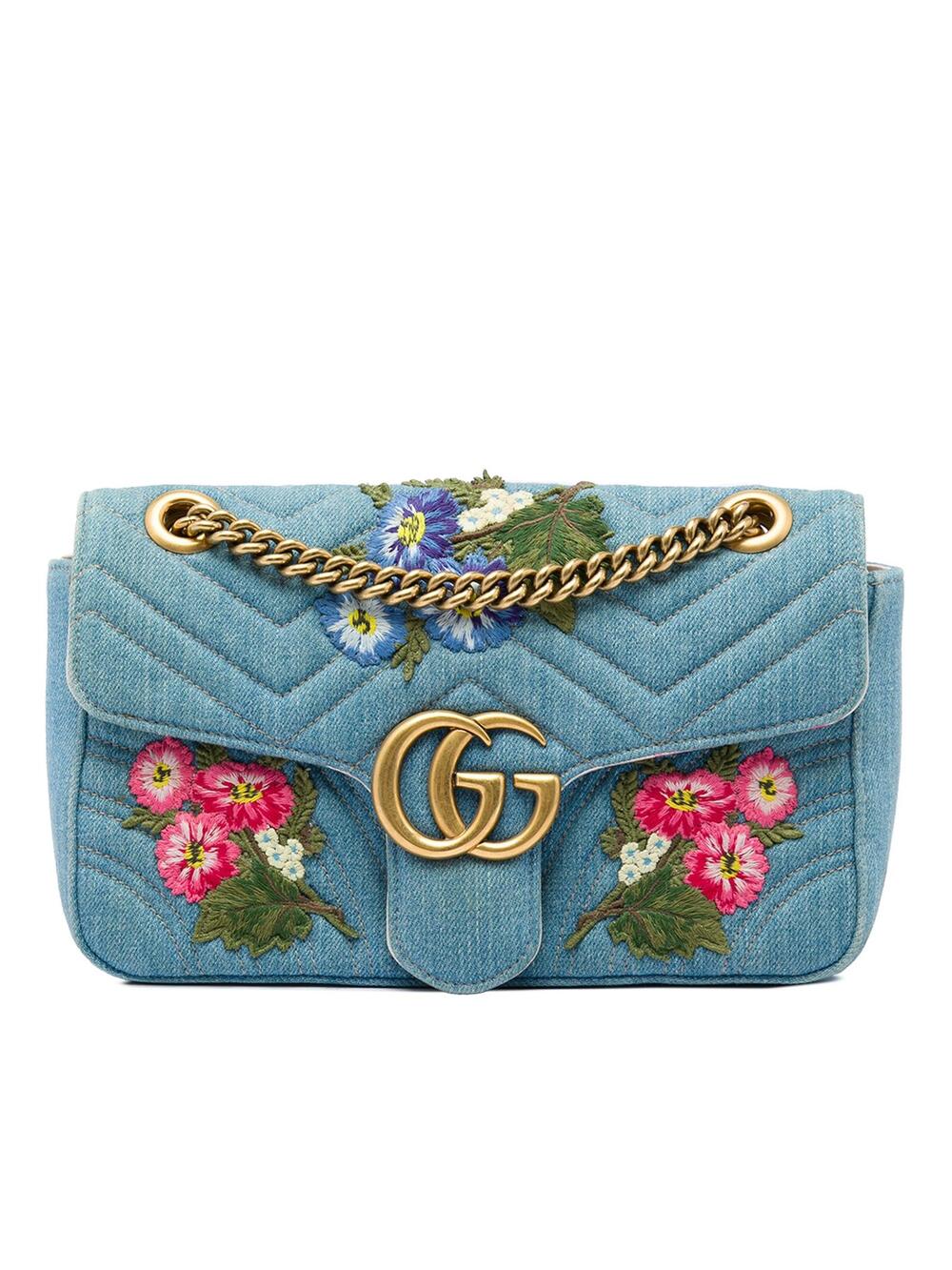 Gucci Medium Gg Marmont Matelasse Denim #347893G10B